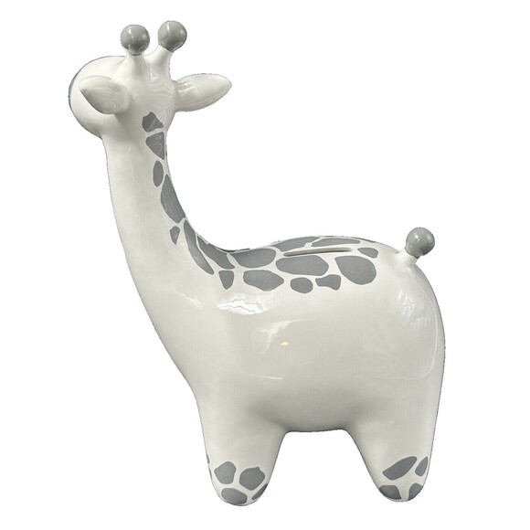Things Remembered White and Gray Giraffe Ceramic Bank 11.5 in Tall - Picture 4 of 8